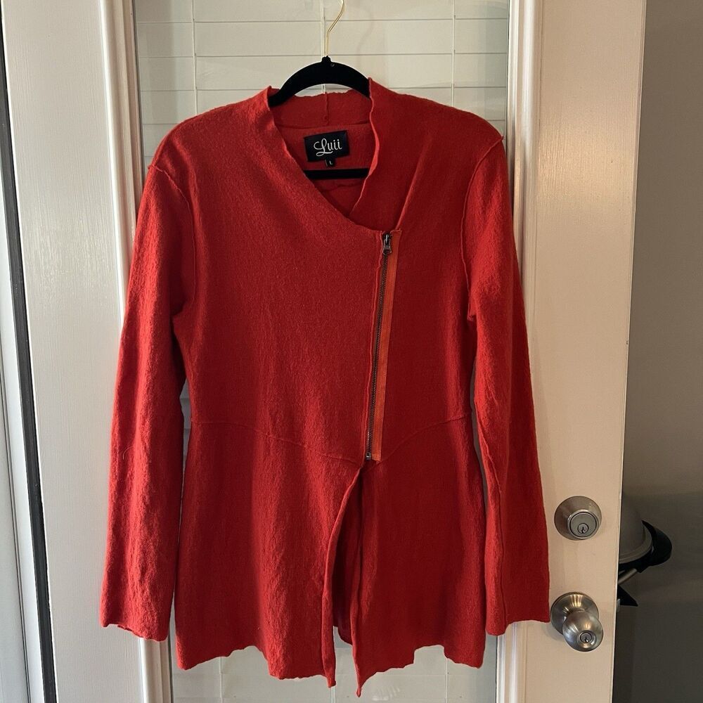 Luii Zipped Cardigan Large 100% Wool Lagenlook